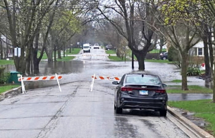 A section of Heather Road is closed Saturday,, April 4, after a night of torrential rains. (Reggie Butler/provided)