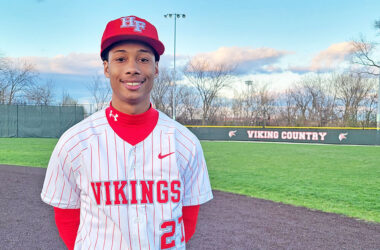 H-F Senior Evan Bradford was 2-3 with a double and an RBI in the Vikings' 9-7 loss to conference rival Lockport April 6. (David P. Funk/H-F Chronicle)