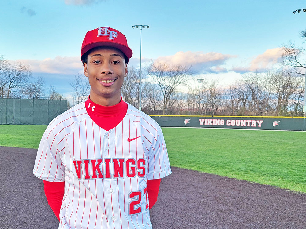 H-F Senior Evan Bradford was 2-3 with a double and an RBI in the Vikings' 9-7 loss to conference rival Lockport April 6. (David P. Funk/H-F Chronicle)