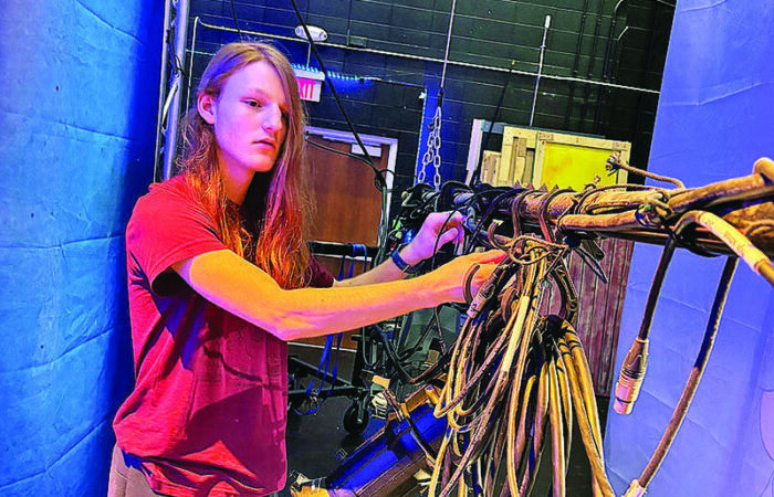 H-F 1_CMYK Senior Ash Komorowski will work lighting for the musical. (Marilyn Thomas/H-F Chronicle)