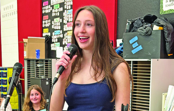 H-F 6_CMYK Eleanor O'Shea sings her opening lines as Ariel during a rehearsal session. (Marilyn Thomas/H-F Chronicle)