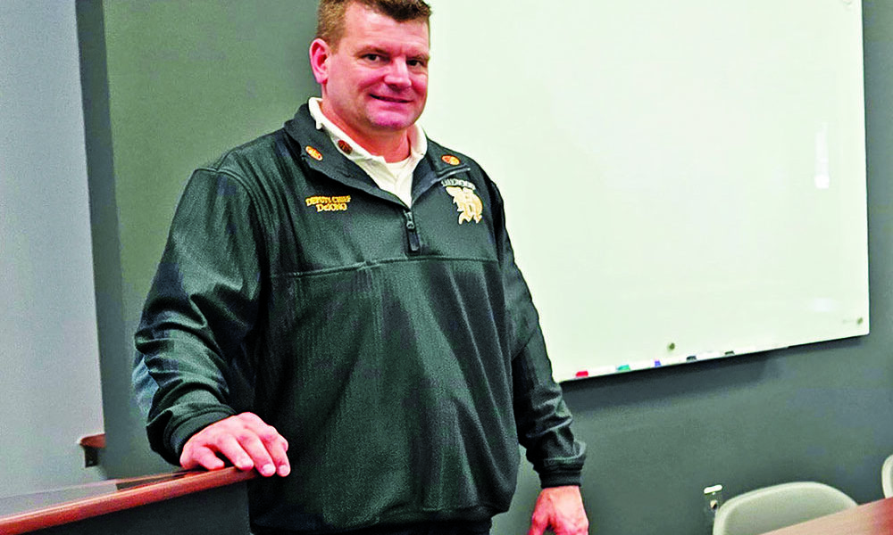 Retiring Homewood Deputy Fire Chief Steve DeJong in the Brian Carey Training Center in February 2025. (Chronicle file photo)