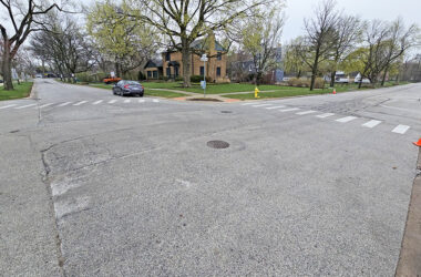 Vardon Place, to the left, will be a one-way street westbound, and Brassie Avenue, right, will be a one-way street southbound after the Board of Trustees agreed to those changes on April 6 at the request of the Flossmoor Police Department. (Eric Crump/H-F Chronicle)