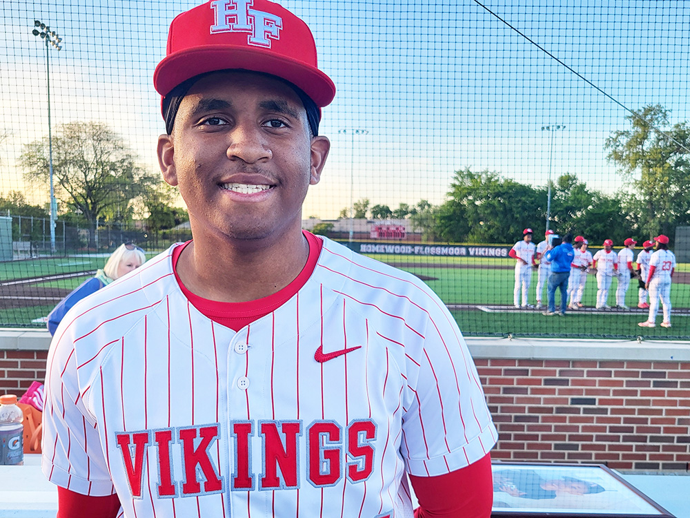Antonio Brown allowed three hits and struck out six over five innings, but Homewood-Flossmoor lost 7-1 to TF South on senior night. (David P. Funk/H-F Chronicle)