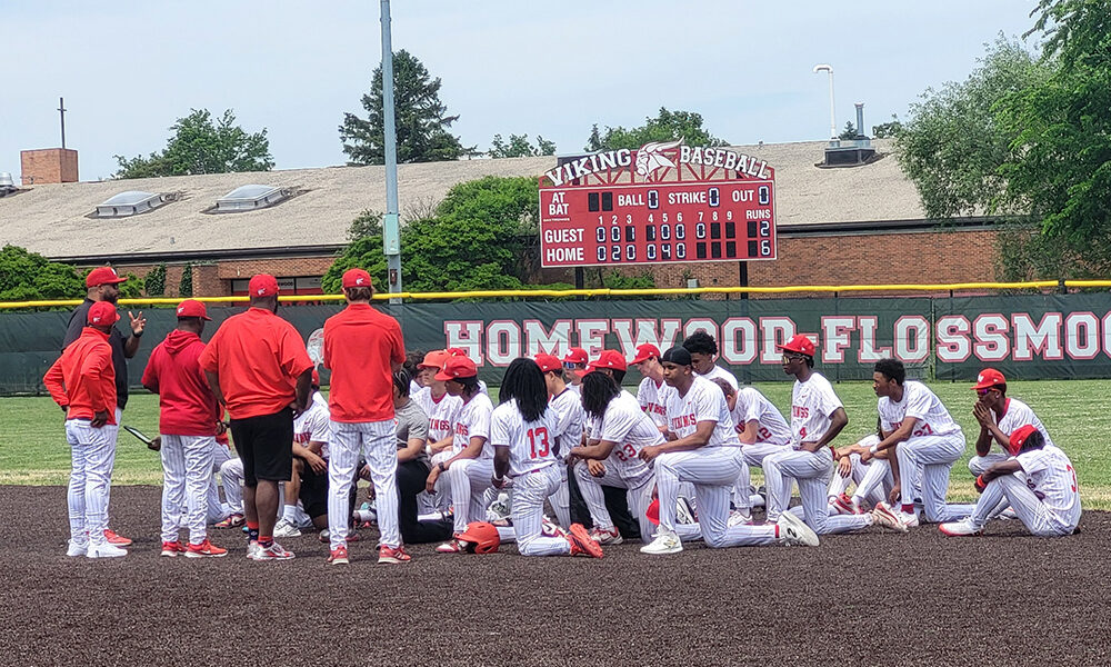 Homewood-Flossmoor baseball has the season's final post game meeting after a 6-2 loss to Lincoln-Way West in the regional championship. (David P. Funk/H-F Chronicle)