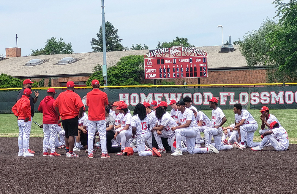 Homewood-Flossmoor baseball has the season's final post game meeting after a 6-2 loss to Lincoln-Way West in the regional championship. (David P. Funk/H-F Chronicle)