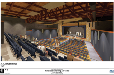 A rendering shows the design proposed for the Homewood Auditorium. (Provided image)