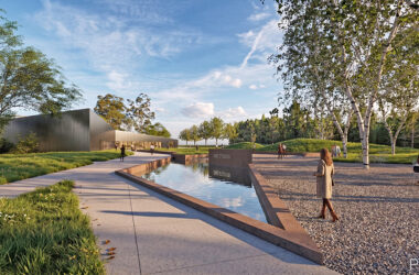 An artist's rendering shows the proposed OBE Studios campus planned for 198th Street in Flossmoor. (Provided image)
