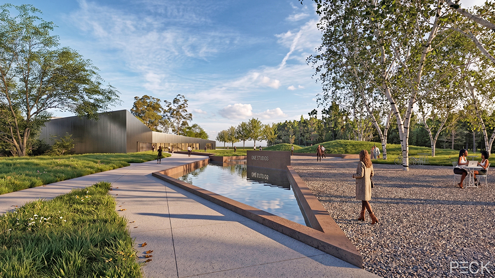 An artist's rendering shows the proposed OBE Studios campus planned for 198th Street in Flossmoor. (Provided image)