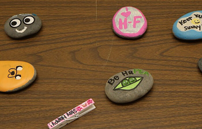 Pebbles and Pins#3_web Painted rocks and decorated clothespins created during “The HF Pebbles & Pins Project” featured encouraging messages and colorful designs meant to be shared throughout Homewood-Flossmoor. (Nuha Abdessalam/H-F Chronicle)