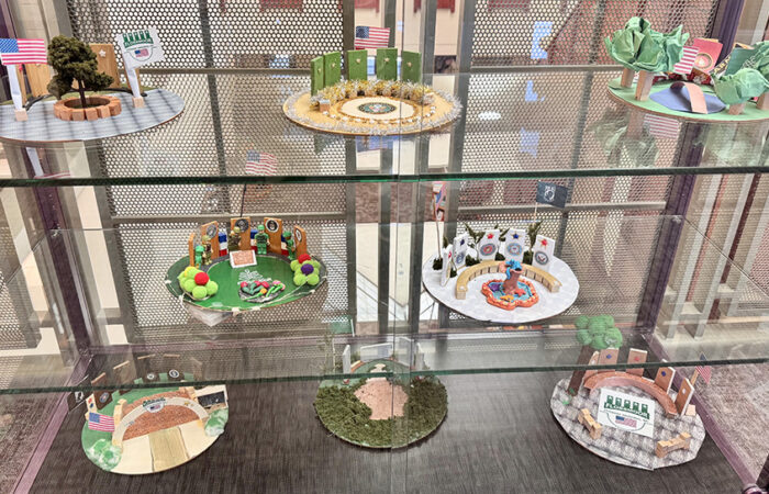 fvm-photo-10-memorial-replicas_web Eight of the 17 FVM Wall of Honor replica projects created by Parker and IJP students which are on display at the Flossmoor Library. (Karen Torme Olson)