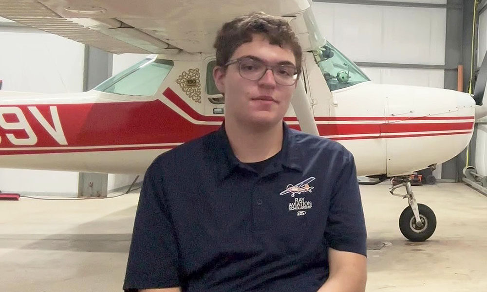 Recent H-F High graduate Charley Dieringer earned his pilots license before turning 18, hitting a milestone in his dream of becoming a professional pilot. (Jon Bannister/H-F Chronicle)