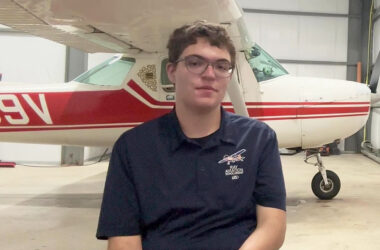 Recent H-F High graduate Charley Dieringer earned his pilots license before turning 18, hitting a milestone in his dream of becoming a professional pilot. (Jon Bannister/H-F Chronicle)