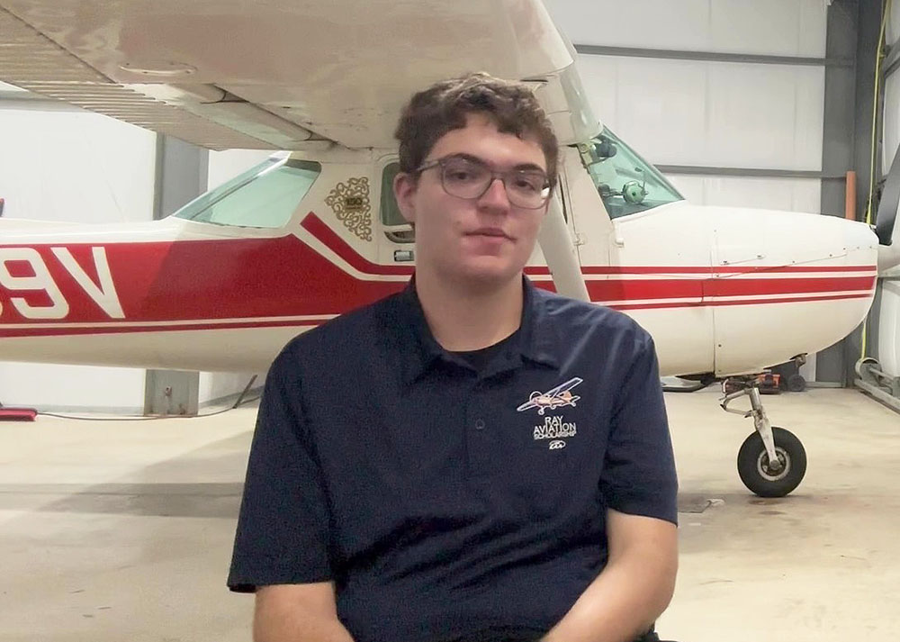 Recent H-F High graduate Charley Dieringer earned his pilots license before turning 18, hitting a milestone in his dream of becoming a professional pilot. (Jon Bannister/H-F Chronicle)