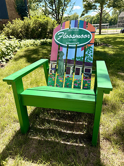 A hand-made, hand-painted Adirondack chair made by Flossmoor Mayor Michelle Nelson is available in the Garden Art Auction. (Provided photo)