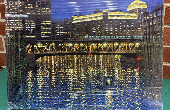 "Lake Street Impression," a mounted, giclee print showing a view of Chicago by award-winning artist Michael Cheney will be one of the items in the Flossmoor Garden Art Auction. (Provided photo)