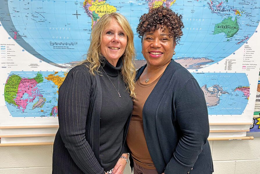 Joelle Mulhearn, left, and Denise Roberts-Smith are retiring from Flossmoor Hills School after teaching for 20 years. (Marilyn Thomas/H-F Chronicle)