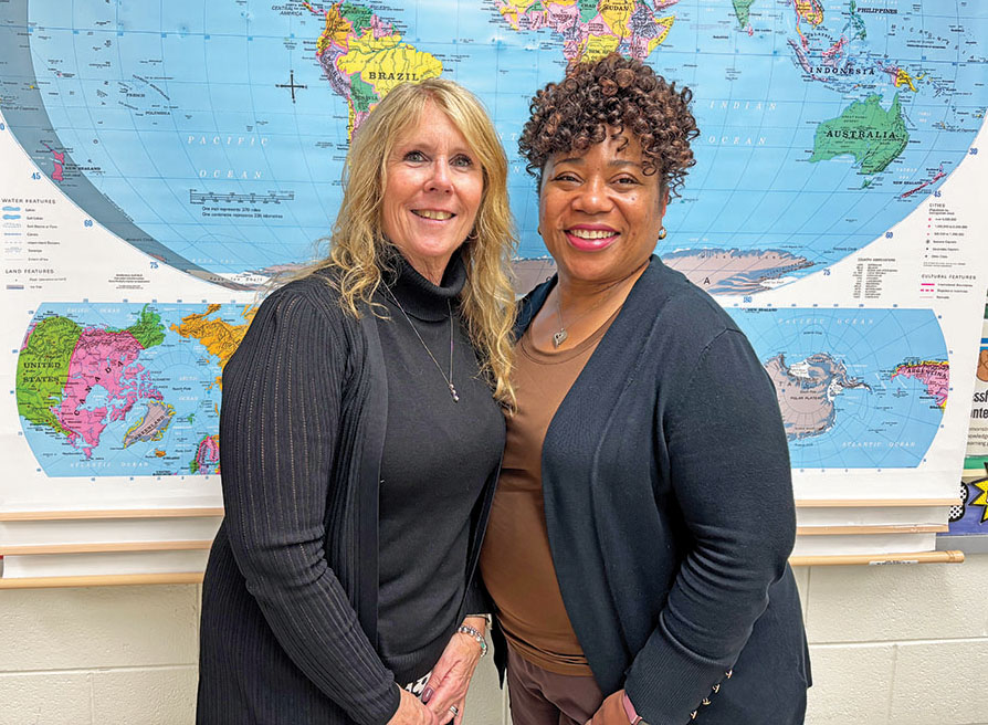 Joelle Mulhearn, left, and Denise Roberts-Smith are retiring from Flossmoor Hills School after teaching for 20 years. (Marilyn Thomas/H-F Chronicle)