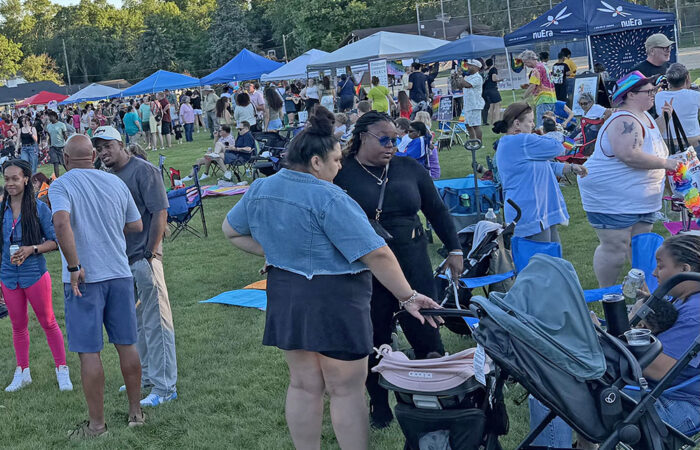Flossmoor Park is filled with community members celebrating LGBTQ+ friends and neighbors on June 12. (Nick Ulanowski / H-F Chronicle)