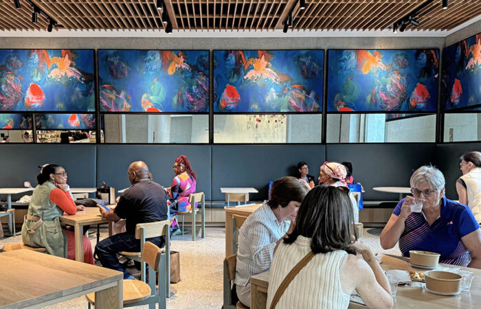 Visitors to the Obama Presidential Center take a respite from touring in the Mahalia Jackson Café, one of two in the Center. (Karen Torme Olson/H-F Chronicle)
