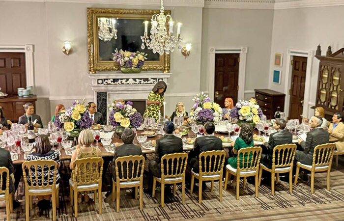 A miniature depiction of the 2016 Obama Passover Seder at the White House is just one of several miniaturized scenes commemorating special White House events that occurred during President Barack Obama’s two terms. (Karen Torme Olson/H-F Chronicle)