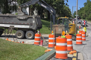 Crews begin work Wednesday, July 22, on relocating a gas line along Park Avenue and Dixie Highway that was interfering with a planned drainage line upgrade designed to reduce flooding in the viaduct. (Eric Crump/H-F Chronicle)