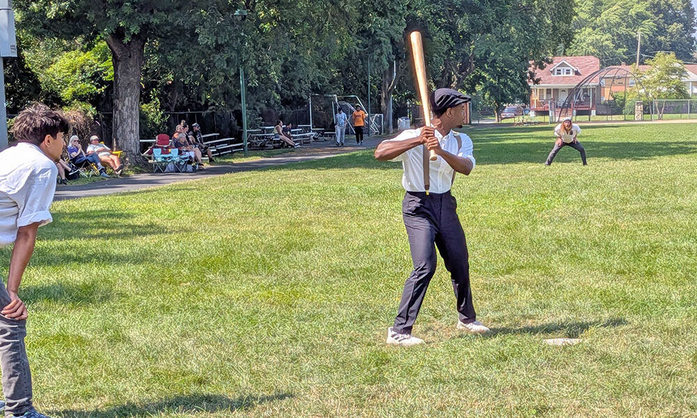 Luke Griggs readied to take a swing against the Blue Island Brewmasters. (David P. Funk/H-F Chronicle)