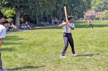 Luke Griggs readied to take a swing against the Blue Island Brewmasters. (David P. Funk/H-F Chronicle)